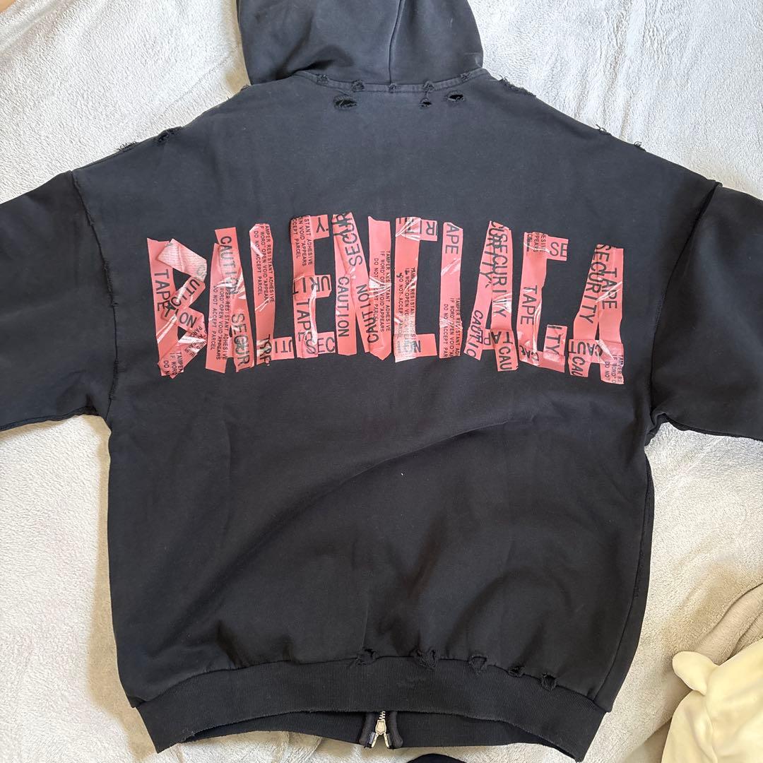 ケ*ク様 BALENCIAGA ロゴ フルジッパーパーカー ブラック