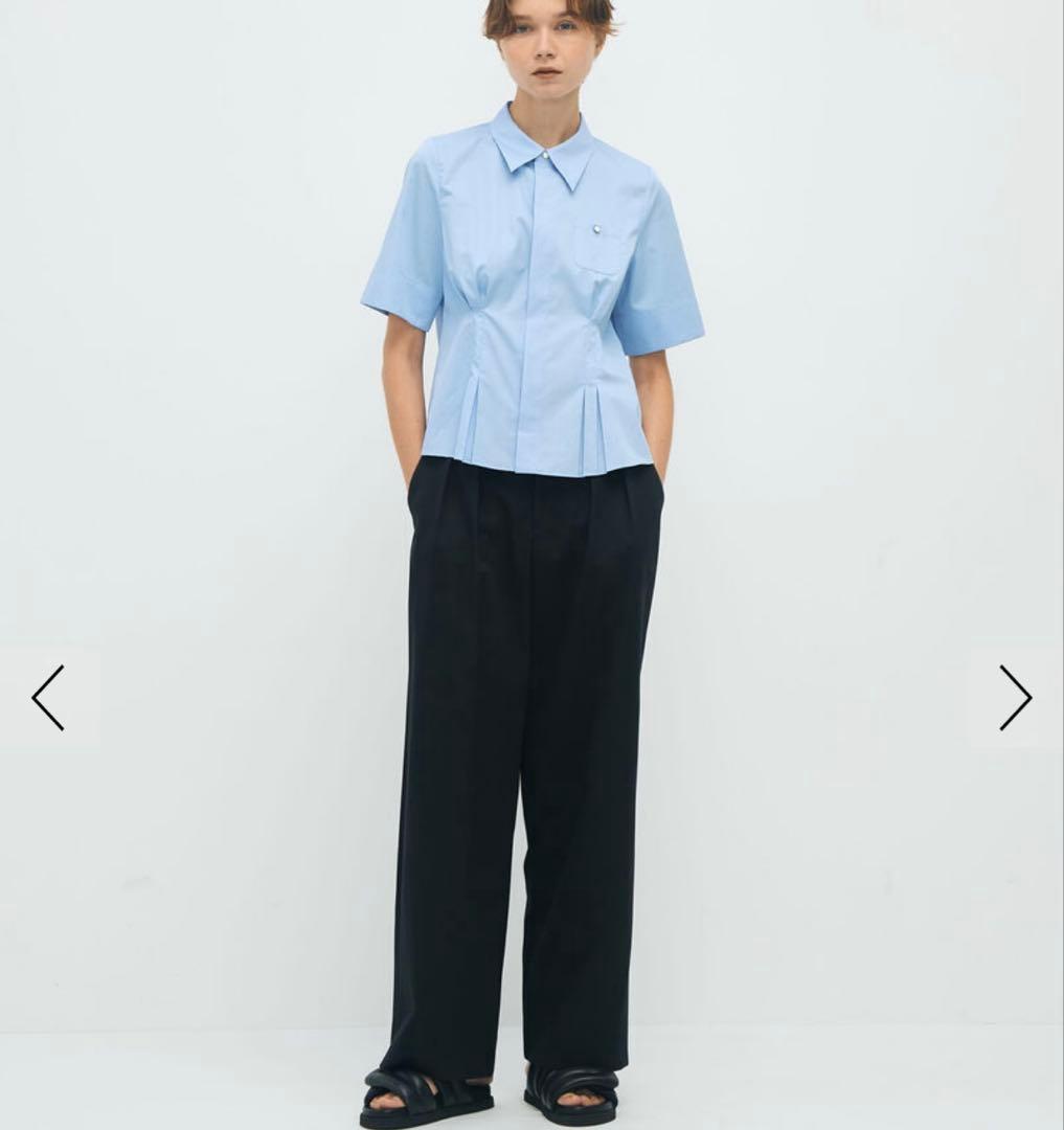 ★CABaN コットンサテン ウエストタックシャツブラウス★