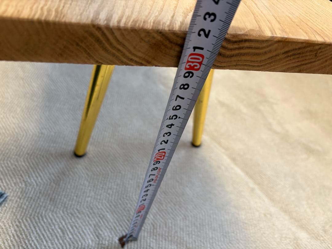 無垢材ナチュラルウッドテーブル ゴールド脚