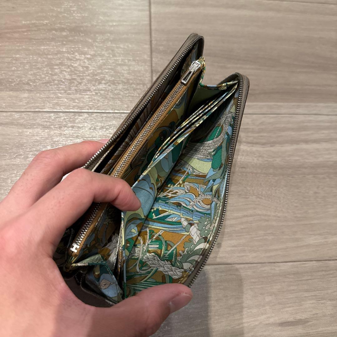 HERMES エルメス ジップ長財布 シルクインロング （エトゥープ） 箱付き