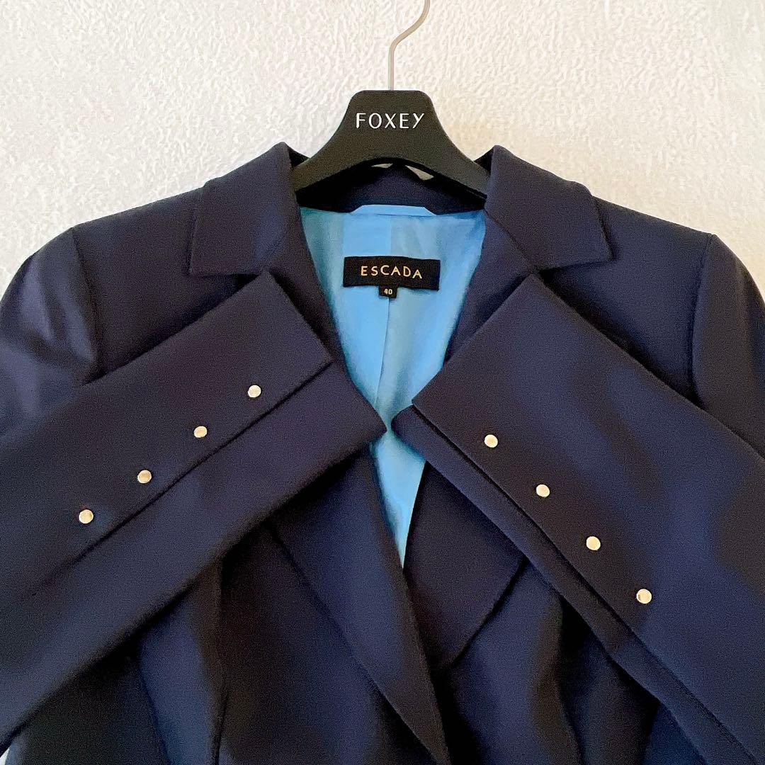 極美品★ESCADA★ジャケット×パンツセットアップ スーツ ネイビーサイズ40