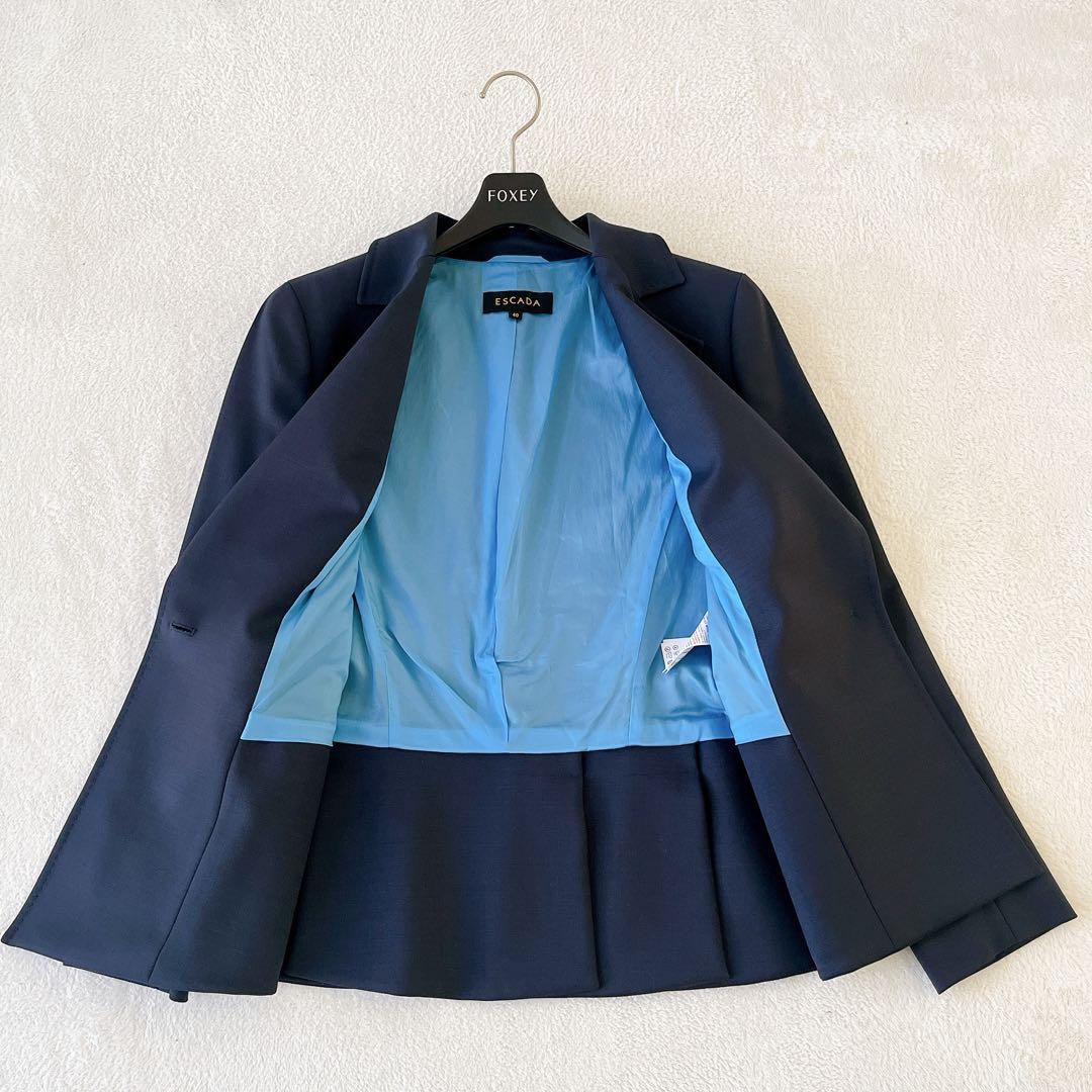 極美品★ESCADA★ジャケット×パンツセットアップ スーツ ネイビーサイズ40