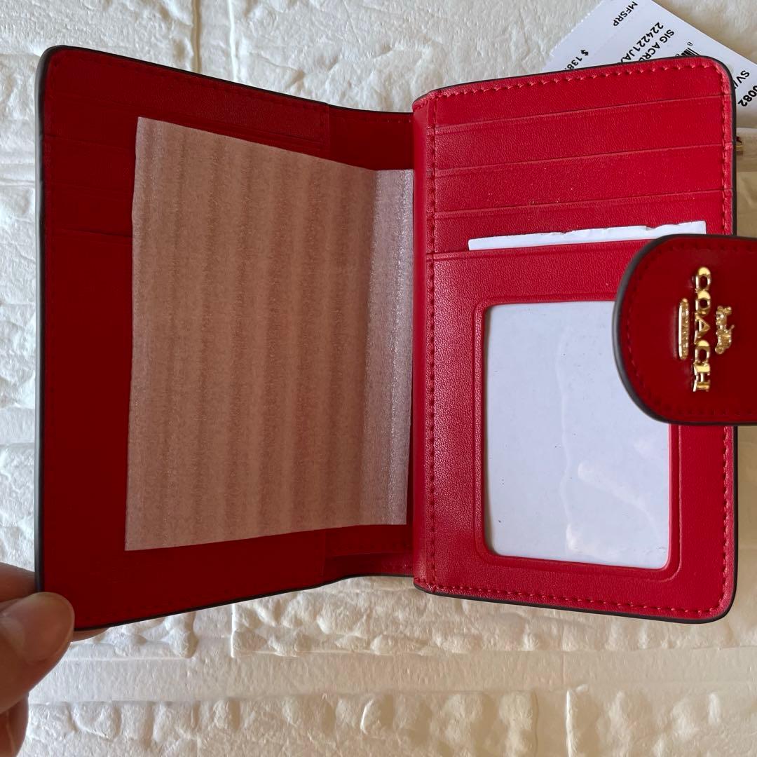 週末セール‼️ 新品COACH 二つ折り財布 ブラウン/レッド 赤 ギフト 箱付き