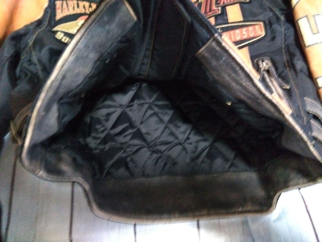 ハーレーダビッドソン　革ジャン　シングルライダース　ナイロン×革　М