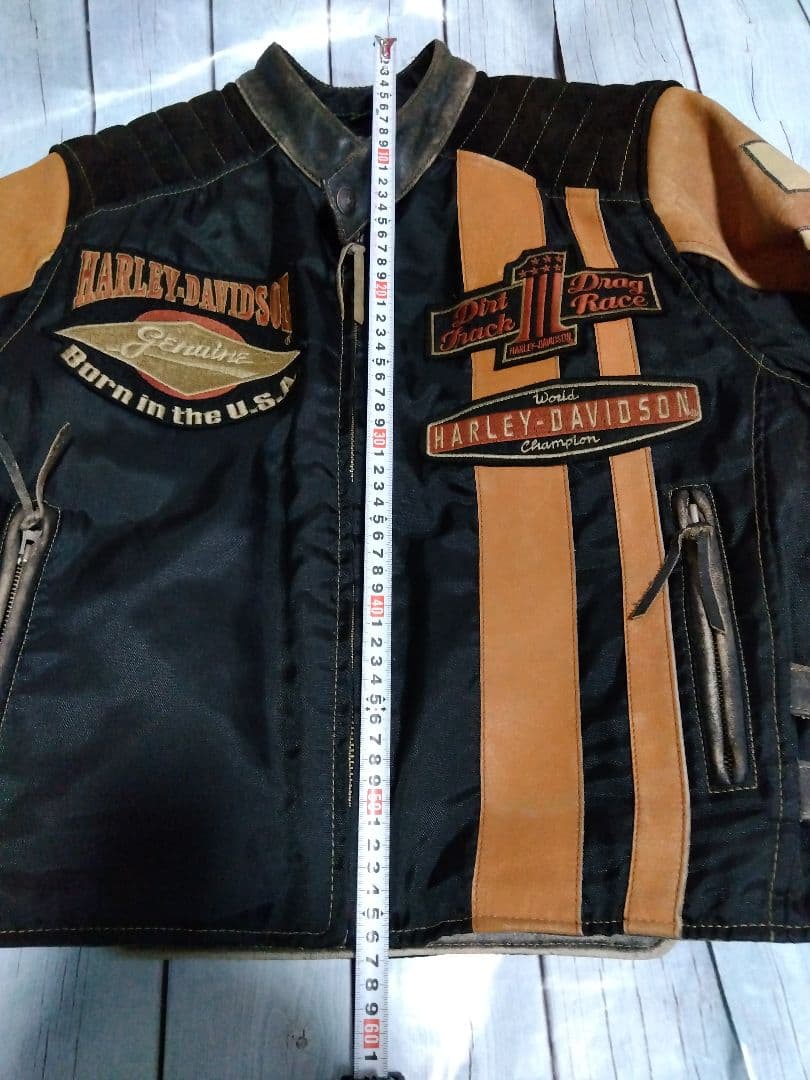 ハーレーダビッドソン　革ジャン　シングルライダース　ナイロン×革　М