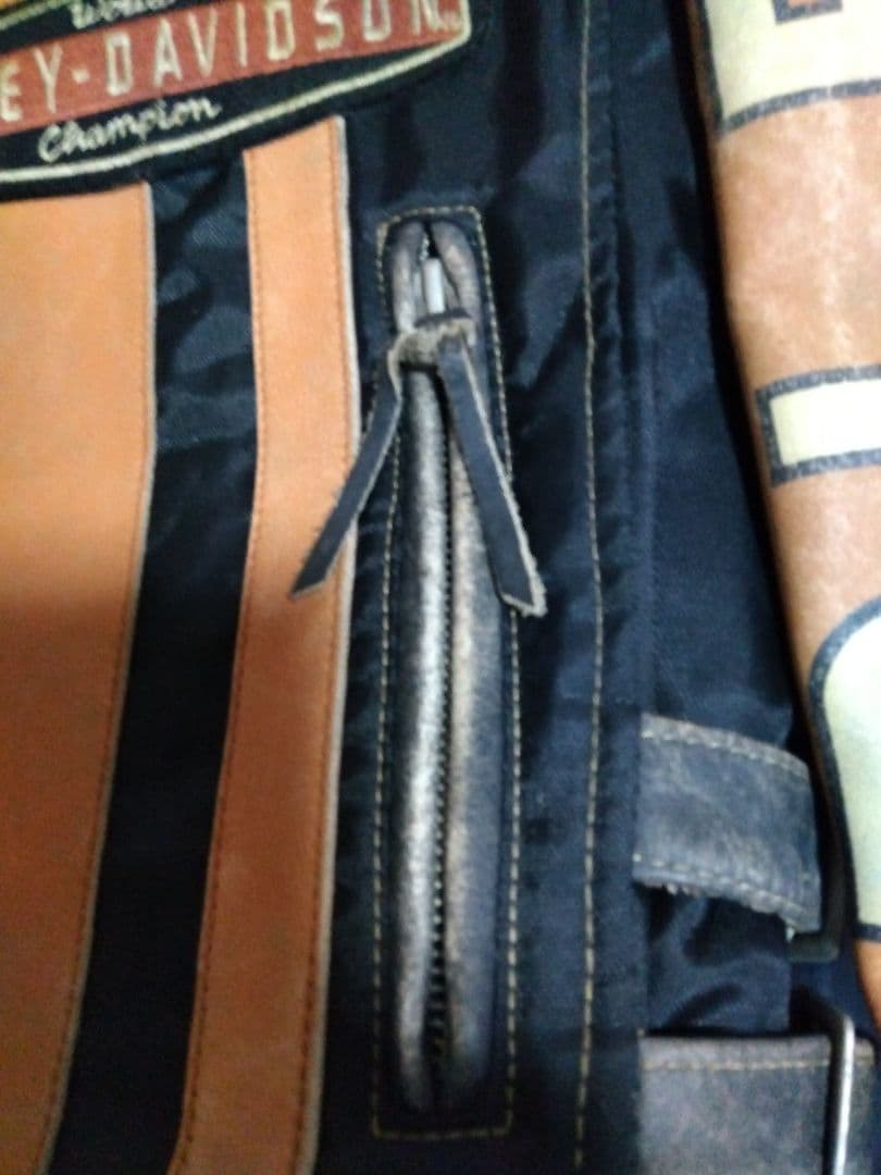 ハーレーダビッドソン　革ジャン　シングルライダース　ナイロン×革　М