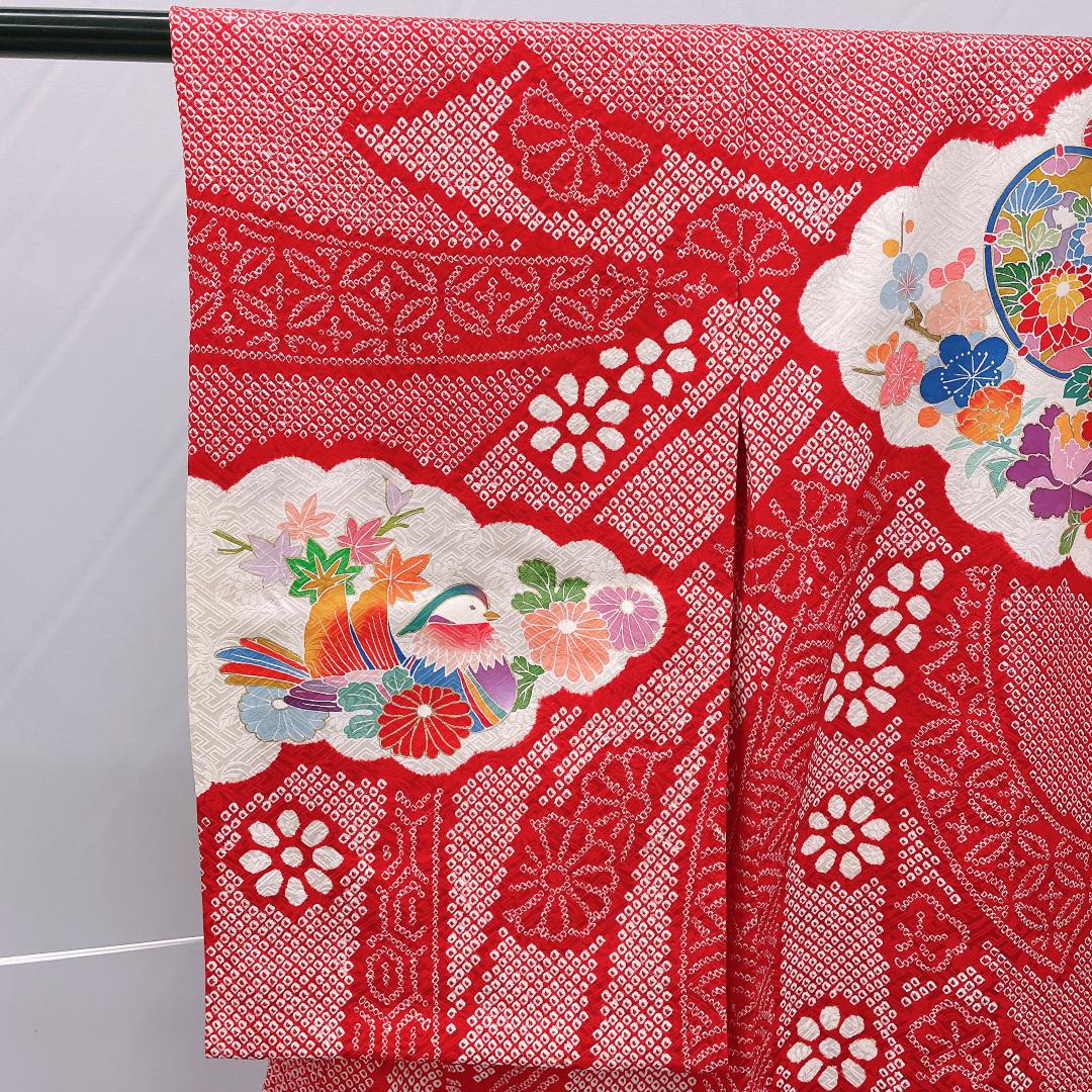 Y★3965★ 子供着物 襦袢付き 一つ身 女の子 七五三 3才 絞り染め