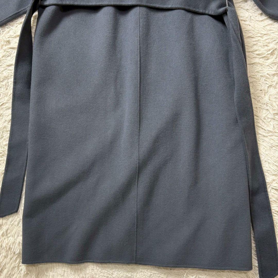 【極美品】uncrave ウールリバーロングコート　ベルト　ベルテッドコート　青