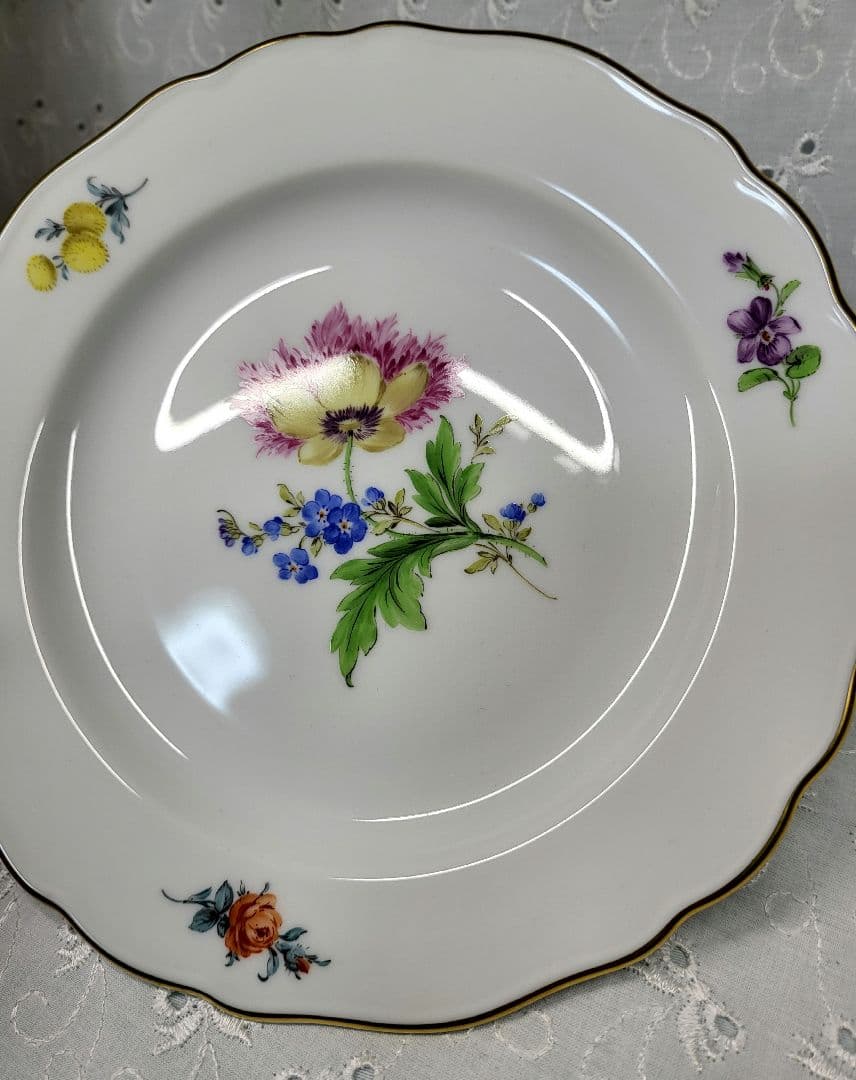 未使用近❤マイセン ベーシックフラワー 2つの花 プレート皿 ケーキ デザート