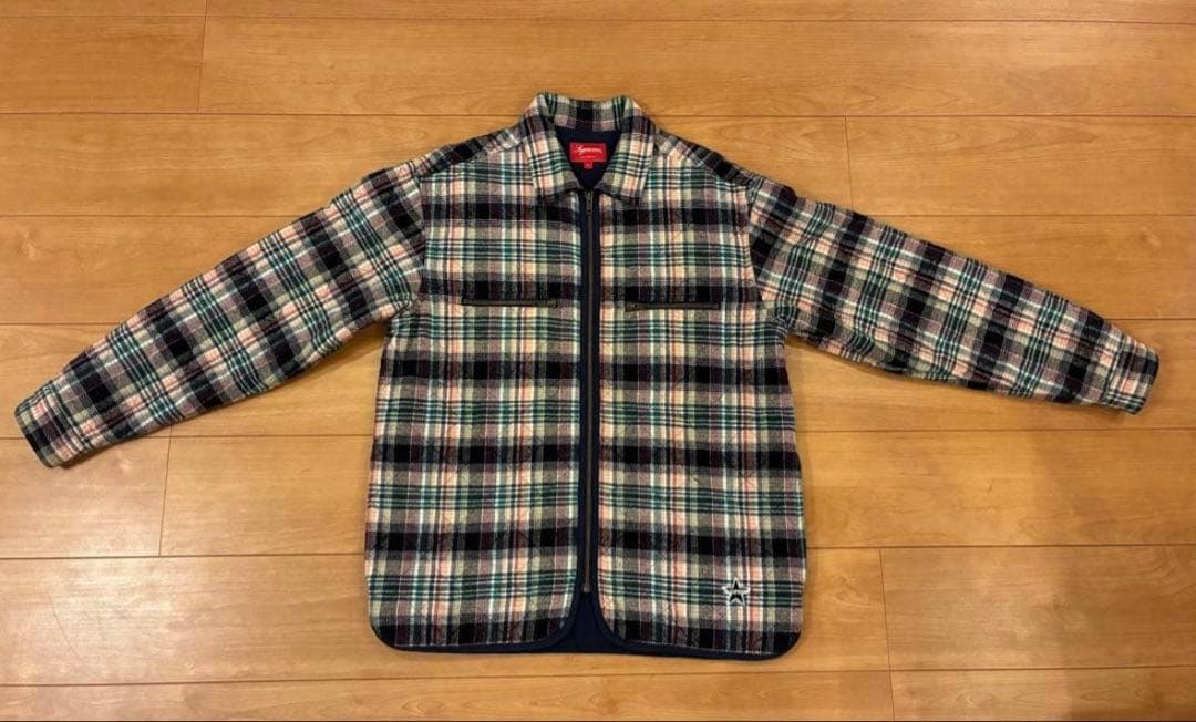 ジャケット・アウター SUPREME Quilted plaid zip up shirt 19AW