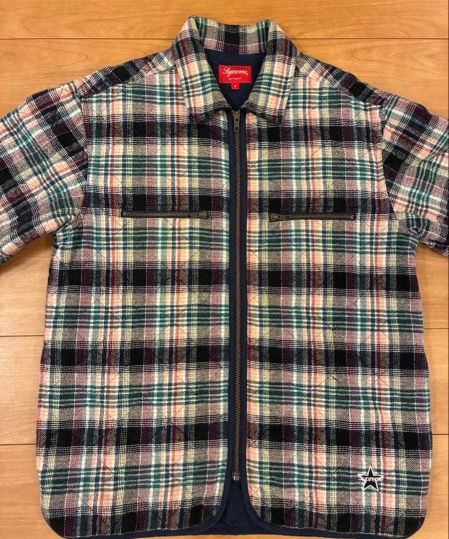 ジャケット・アウター SUPREME Quilted plaid zip up shirt 19AW