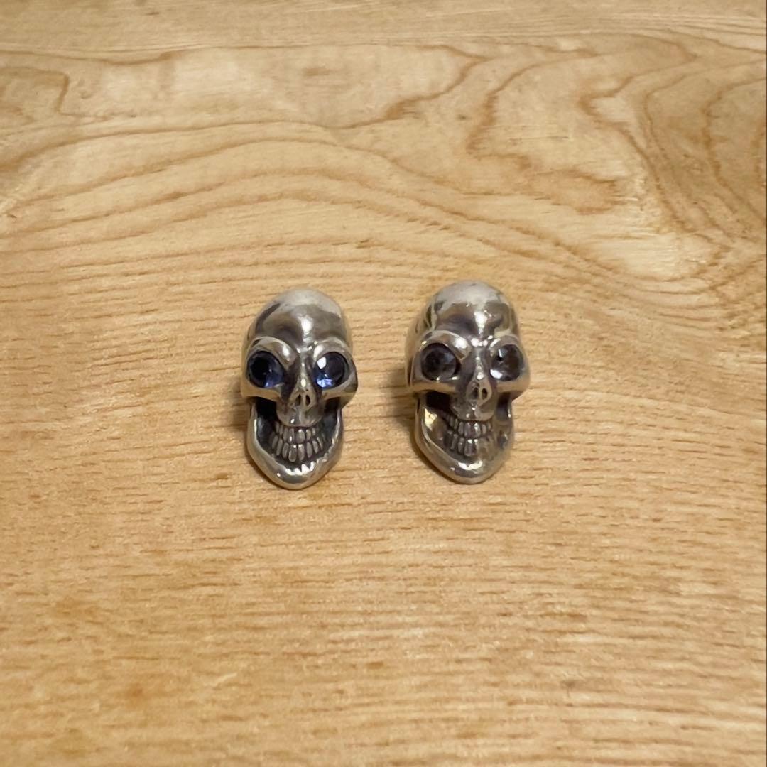 美品 ビルウォールレザー ストーンアイ ゴールドサダー スカルビーズ 2個セット