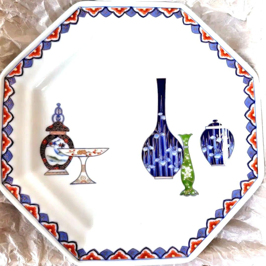 深川製磁朝顔八角大皿