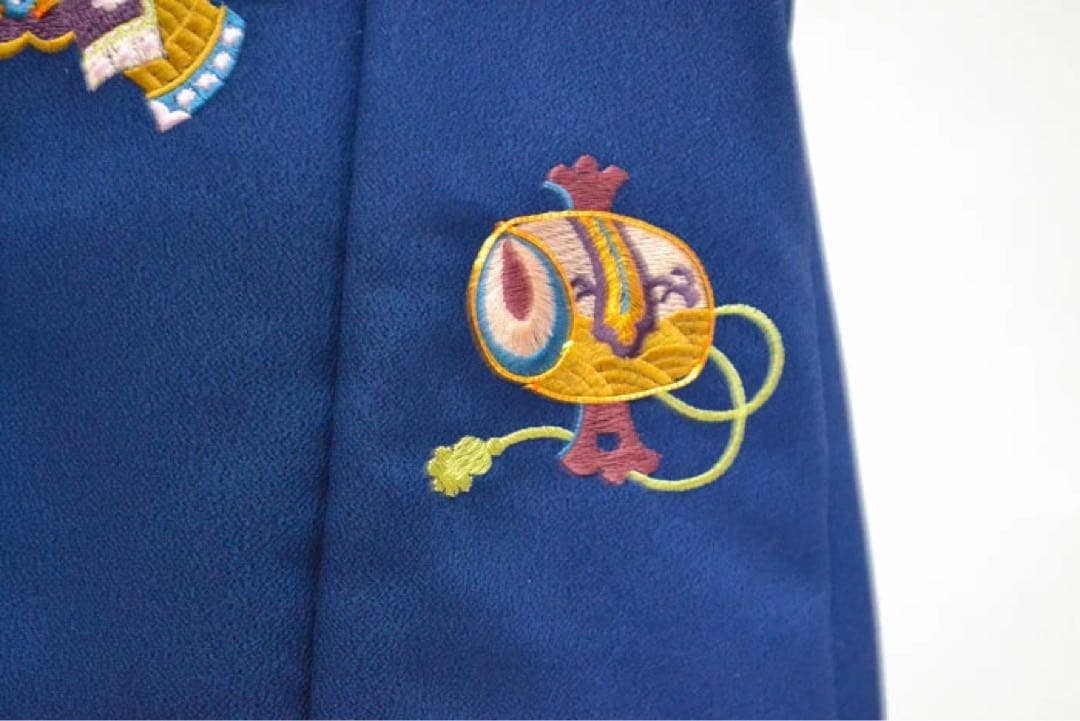 七五三 着物 3歳 男の子 男児 被布コート 刺繍柄 紺　縮緬生地 日本製