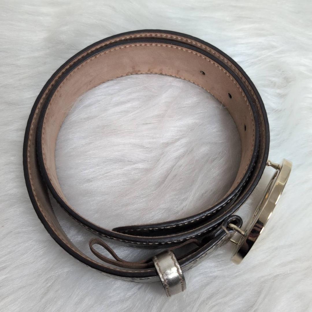 【極美品】 GUCCI グッチシマ レザー ベルト ゴールド インターロッキング
