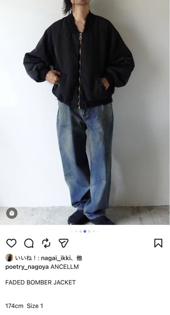 ANCELLM 25AW FADED BOMBER JACKETブラック 黒 1