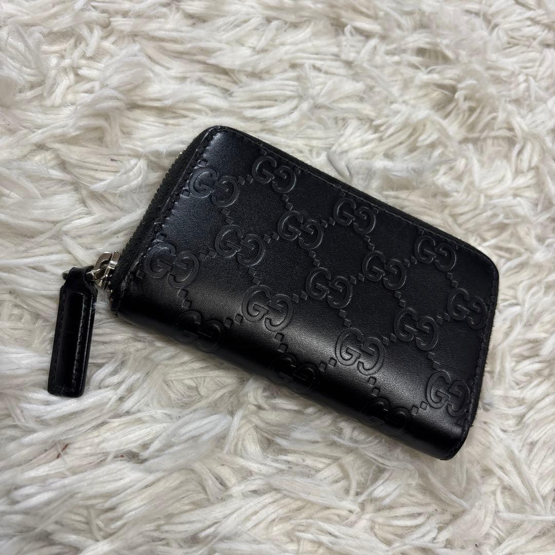 極美品　GUCCI グッチシマ　黒 レザー ケース　カードケース
