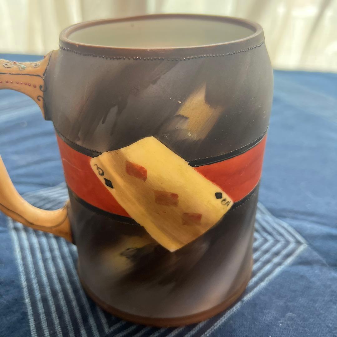 オールドノリタケ✴︎ビア、マグトランプ柄