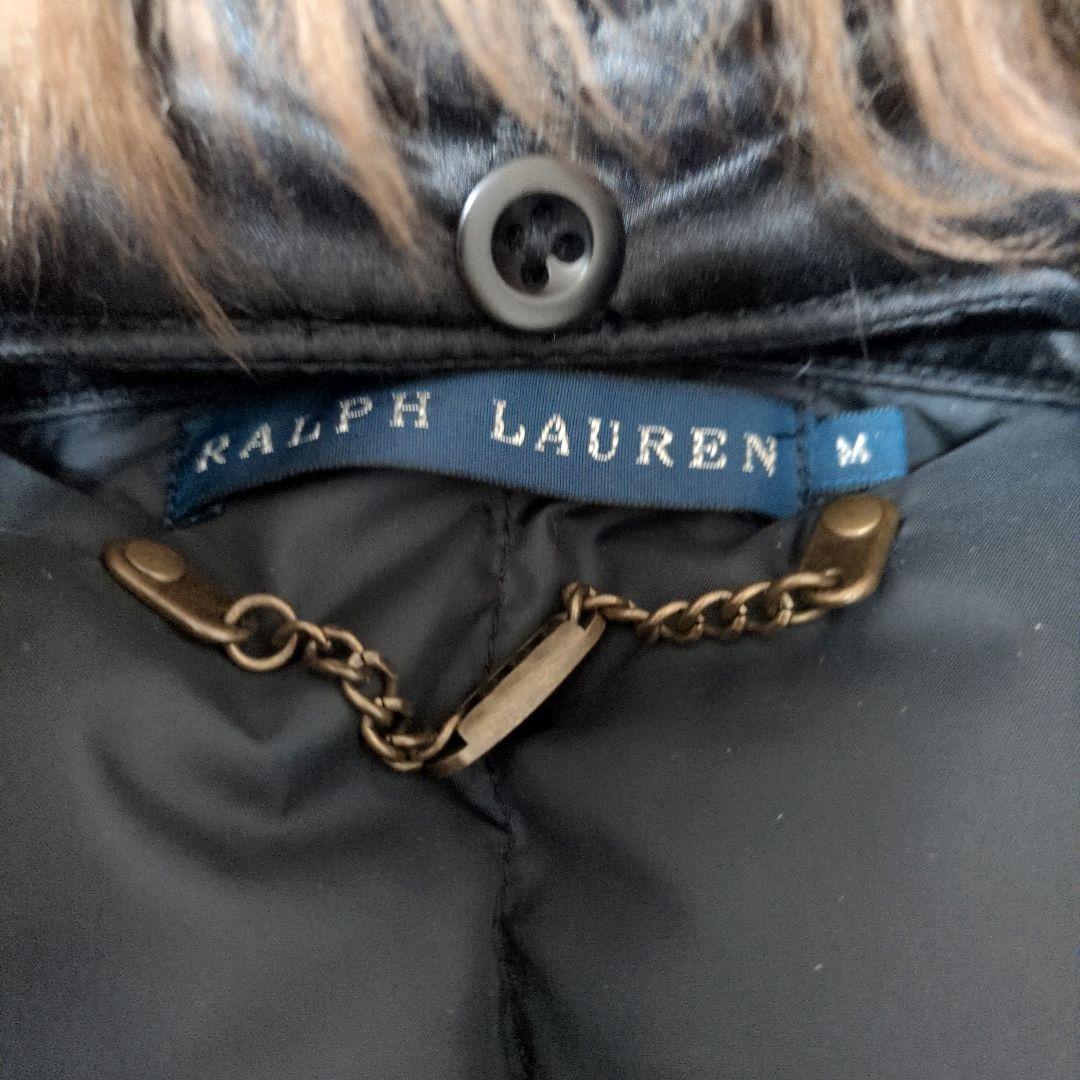 ラルフローレン コットン シルク ダウンベスト リアルファー 本革スエード