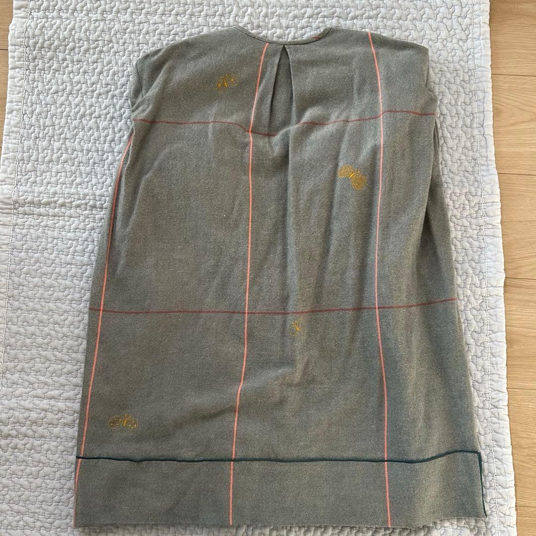 値下げしました。minni perhonen グレー チェック柄 ワンピース
