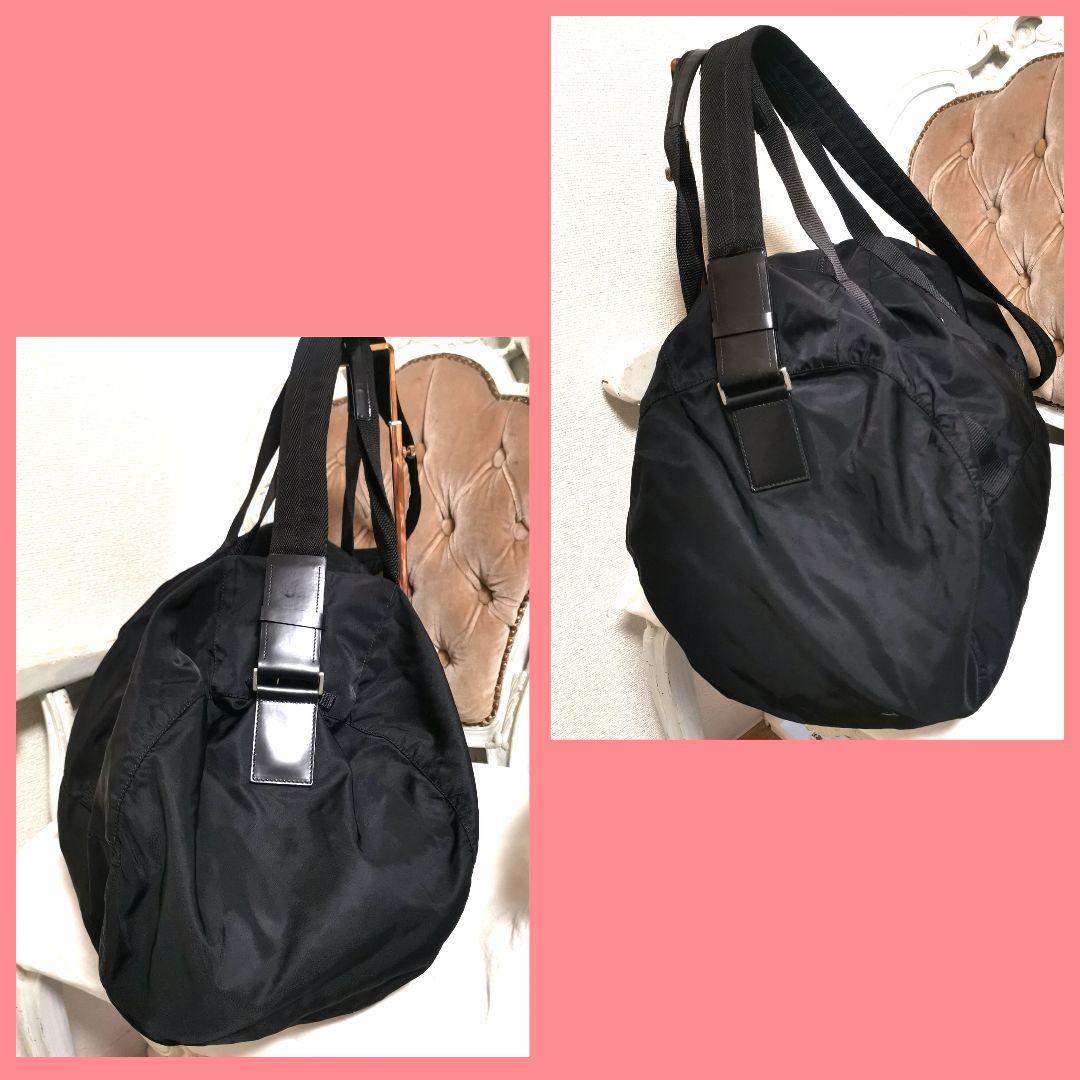 【美品】プラダPRADA 2way肩掛けボストンバッグ黒 鑑定済!斜めがけ