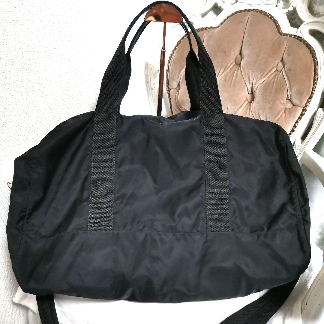 【美品】プラダPRADA 2way肩掛けボストンバッグ黒 鑑定済!斜めがけ