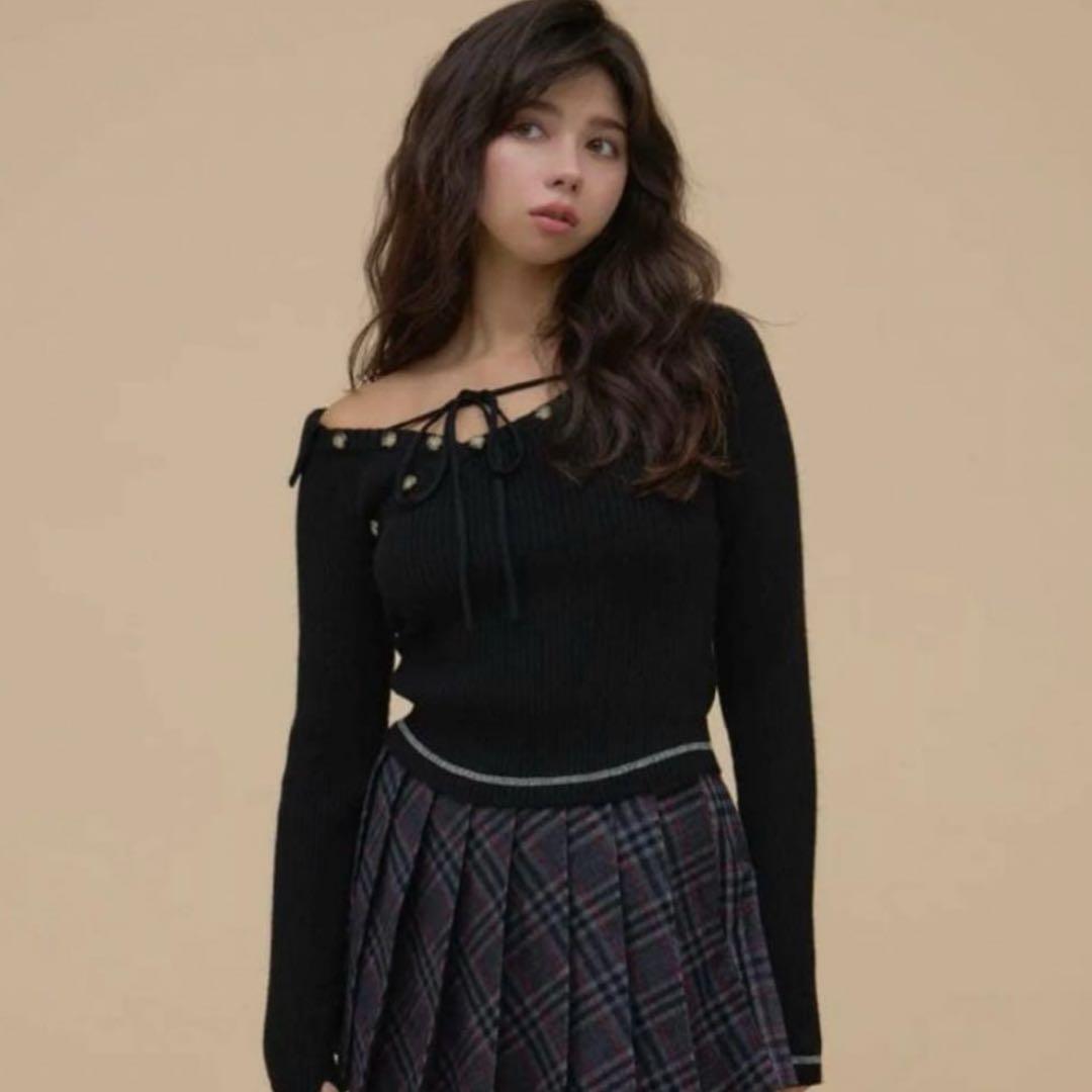 トップス andmary Anita button knit tops