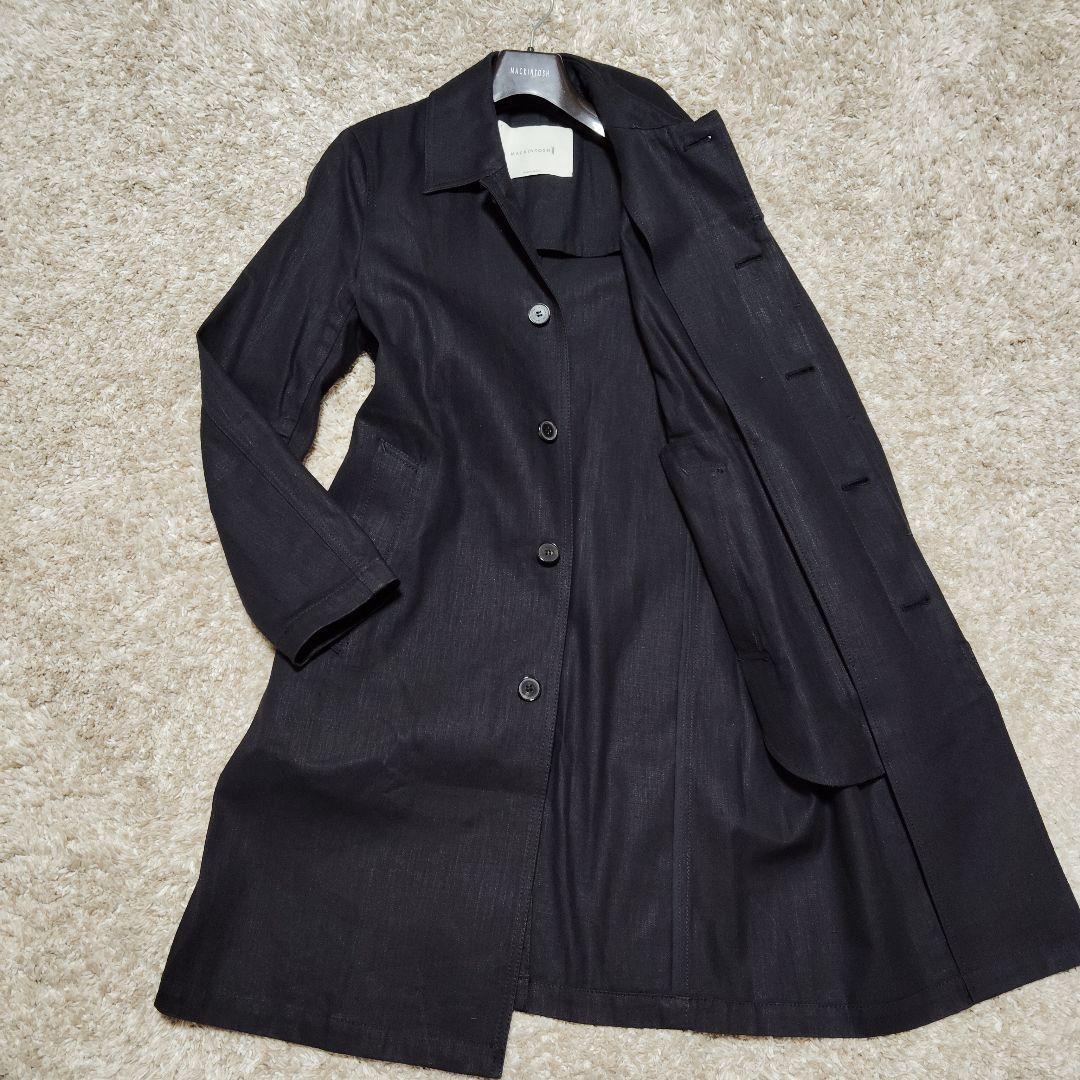 美品 マッキントッシュ ステンカラーコート ダンケルド デニム 黒 36 S