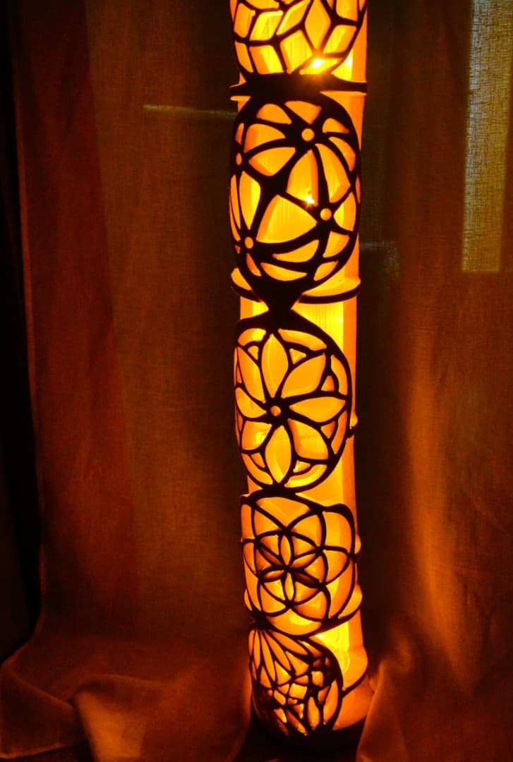 特大★竹灯籠　〜円和模様〜  幻想の灯り　★ 竹ランプ