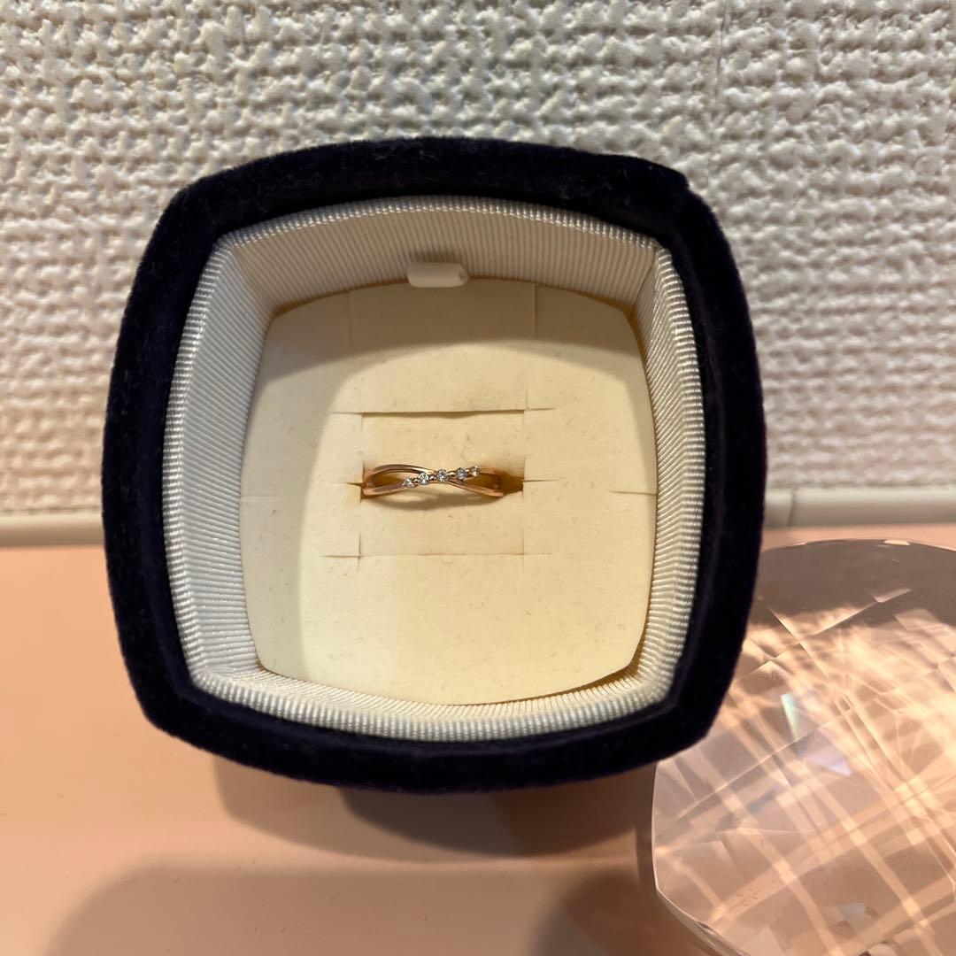 ４℃ K10の刻印あり ピンクゴールドリングと専用ケース