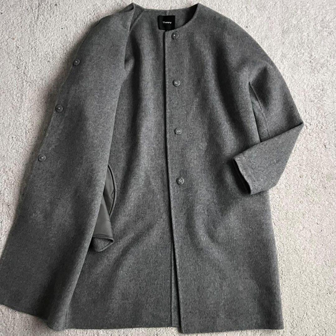 ✨極美品✨現行品 セオリー カシミヤ リバーコート ダブルフェイス ノーカラー