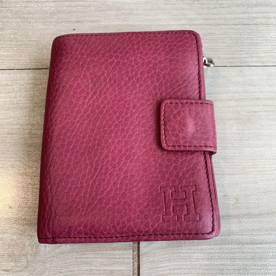 【ヒロフ】美品✨レディース二つ折り財布　ローズピンク　可愛い便利