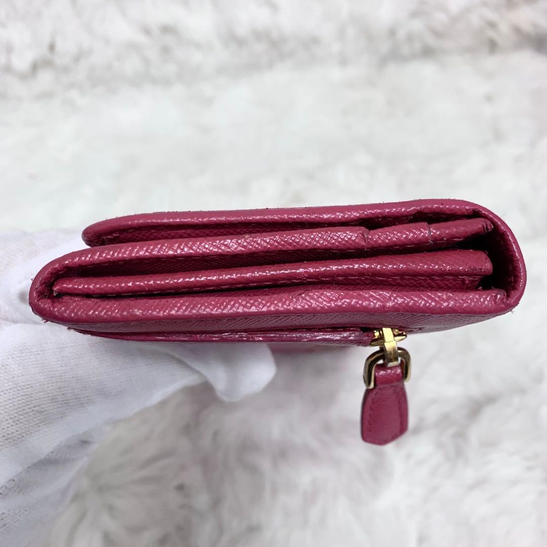 良品！PRADA サフィアーノ　メタルロゴ　ピンク系　レディース　長財布