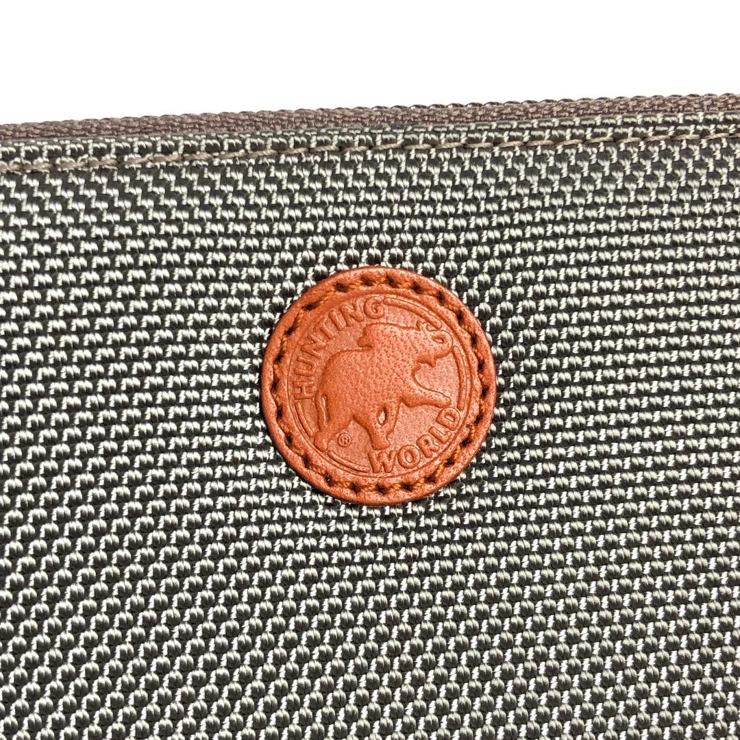 【未使用保管品】ハンティングワールド ラウンドファスナー長財布 メンズ グレー