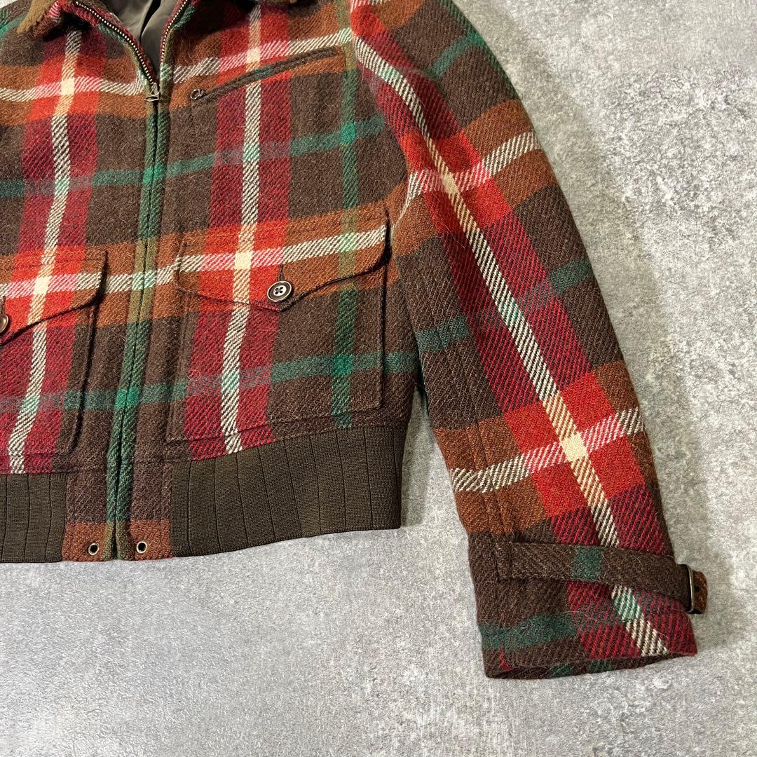 RALPH LAUREN チェックウールジャケット　M ウールアルパカ　ムートン