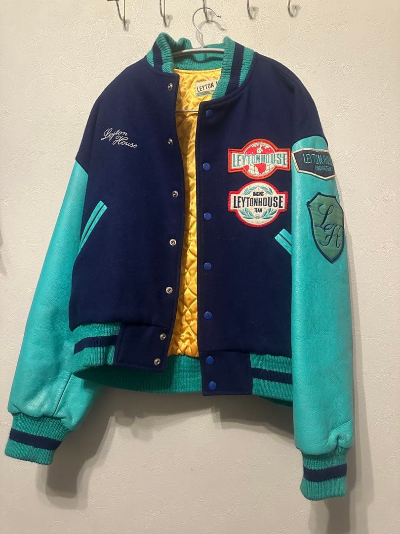 LEYTON HOUSE レイトンハウス スタジャン レザー袖 L 90s