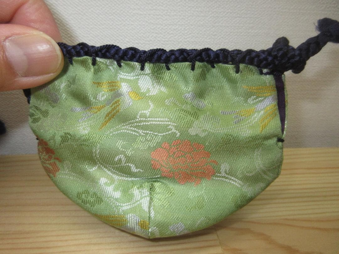 送料込【逢絢亭・新品】茶道具 三つ組仕覆 正絹 牡丹鳥緞子