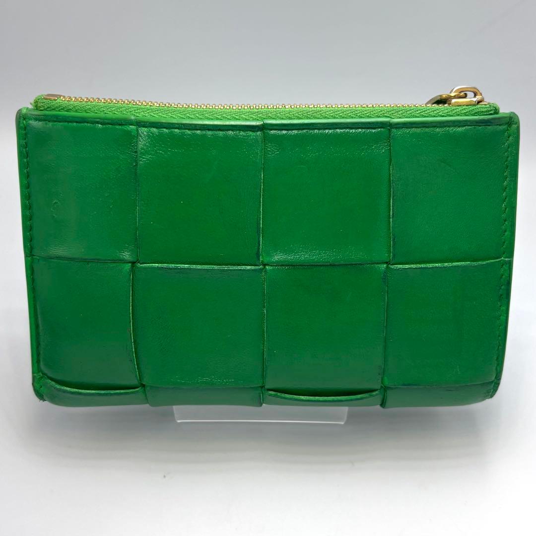Bottega Veneta インテレチャート グリーンレザー ジッパー財布 箱