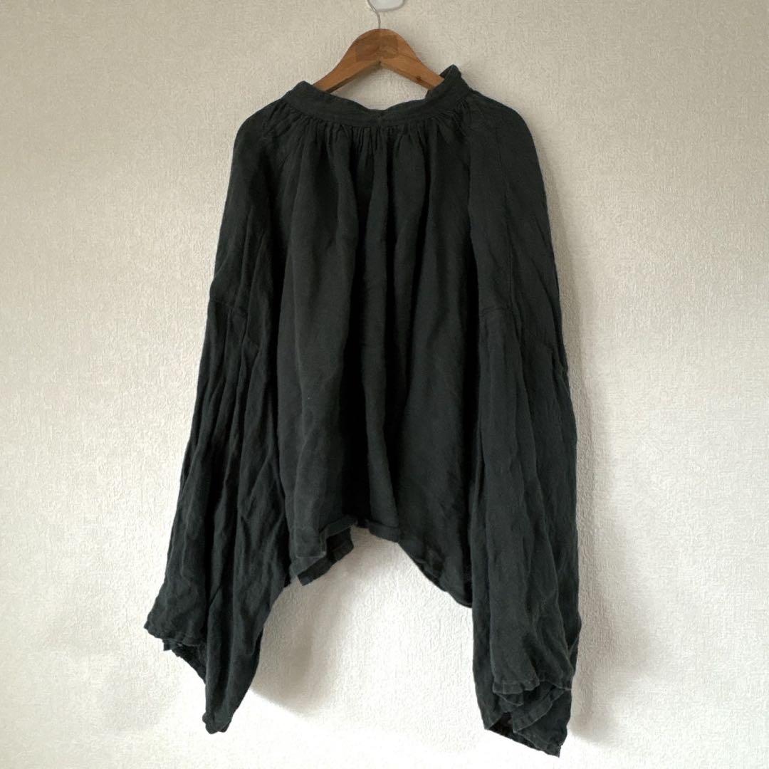 OUTIL ウティ　リネン100 カーディガン　ダークグリーン