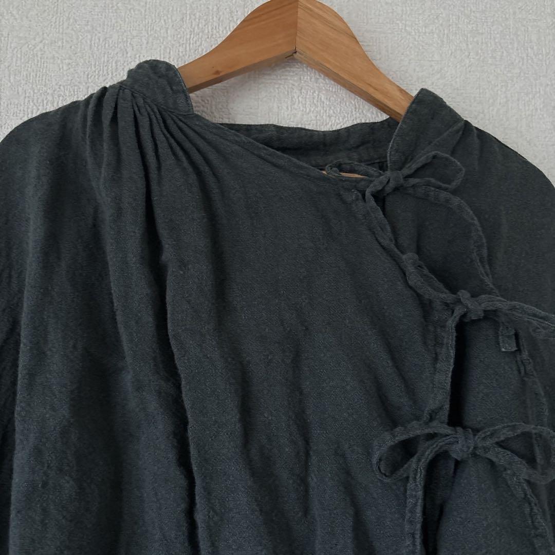 OUTIL ウティ　リネン100 カーディガン　ダークグリーン