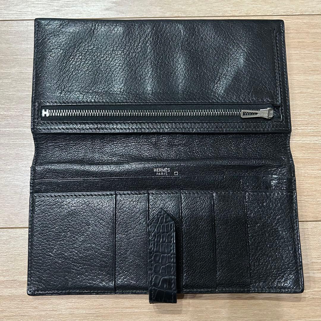 HERMES ベアン クロコダイル アリゲーター 長財布