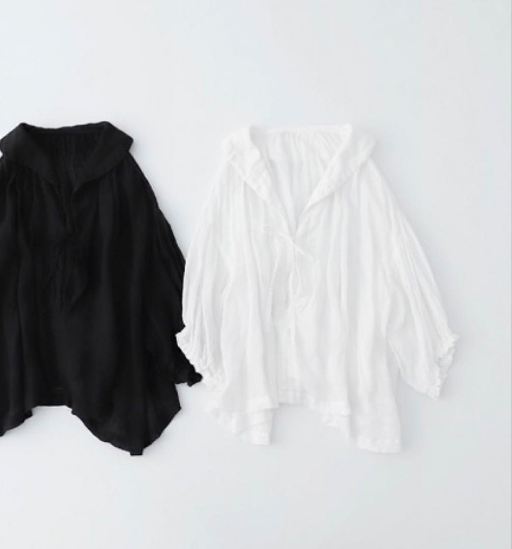 nest Robe リネンガーゼレース紐ブラウス　白
