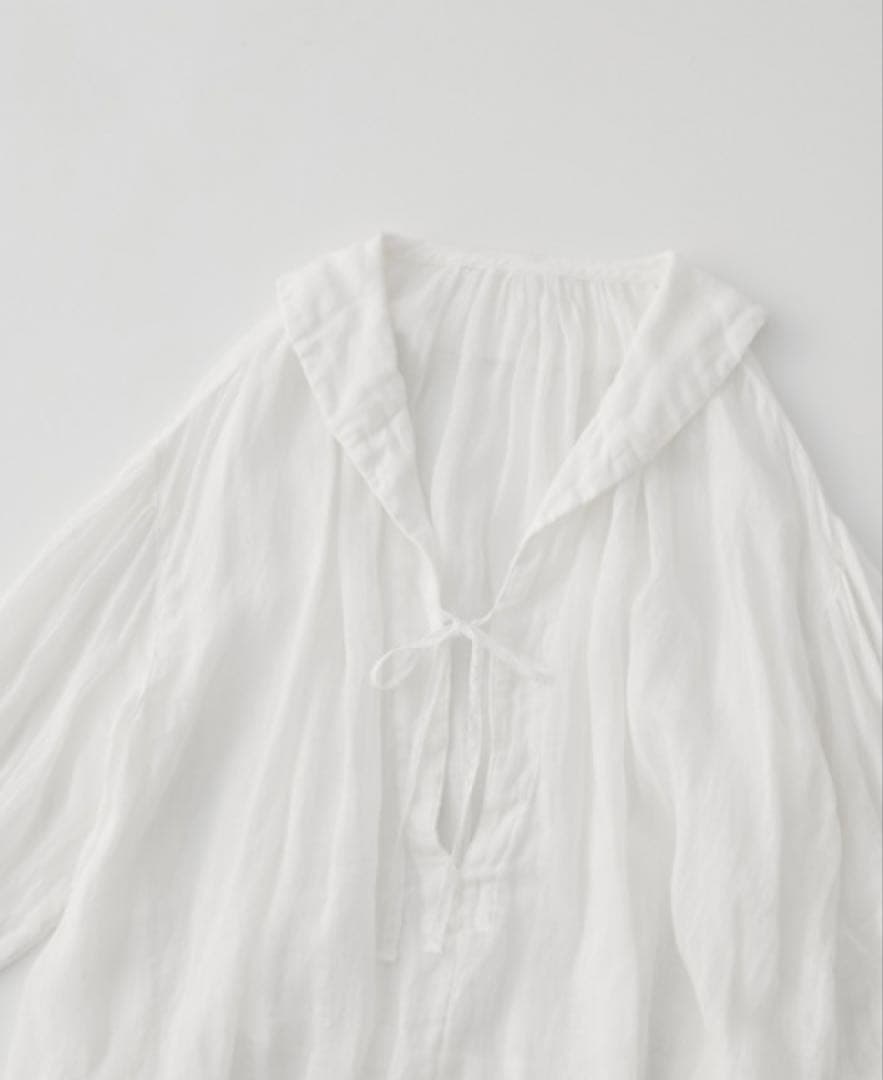 nest Robe リネンガーゼレース紐ブラウス　白