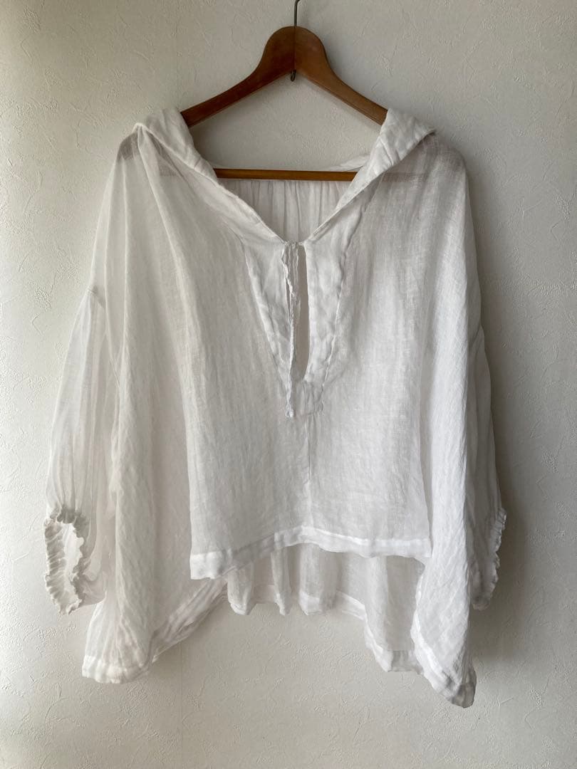 nest Robe リネンガーゼレース紐ブラウス　白