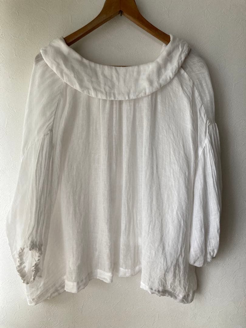 nest Robe リネンガーゼレース紐ブラウス　白
