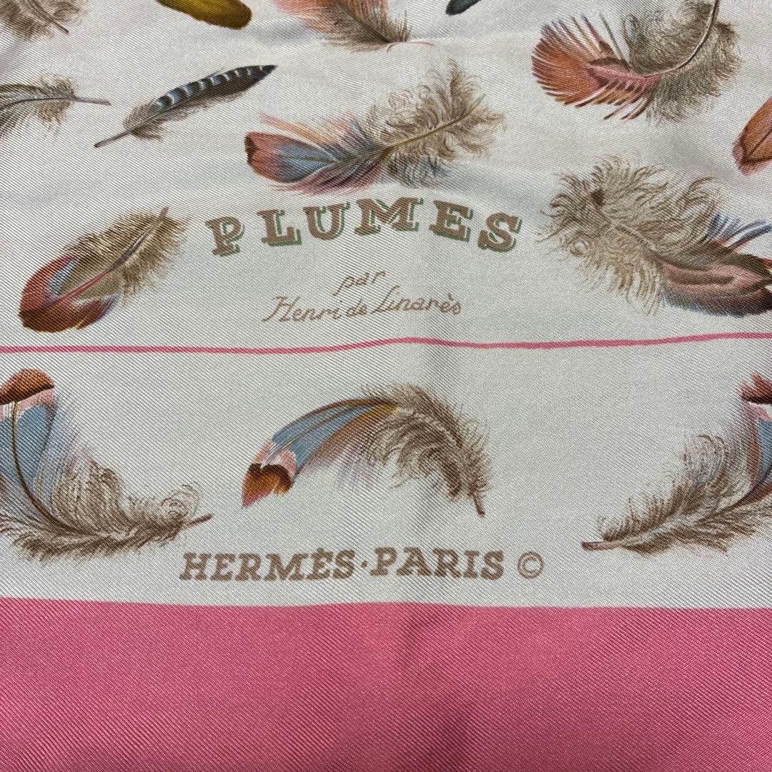 p*o様 HERMES エルメス　カレ90 PLUMES プリュム　羽　ヴィンテ