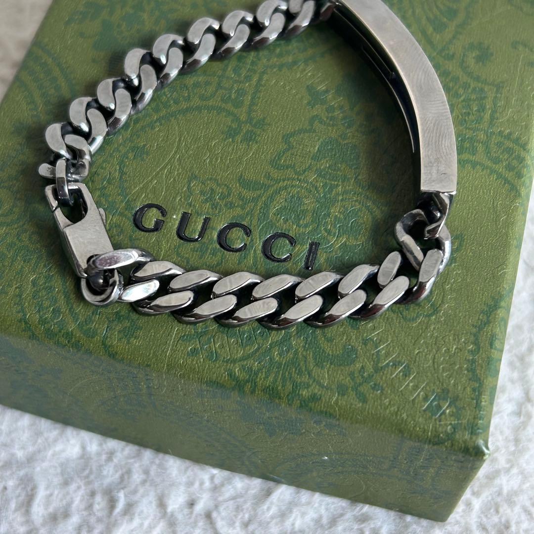 美品✨GUCCI グッチ チェーンブレスレット 喜平 Gロゴプレート SV925