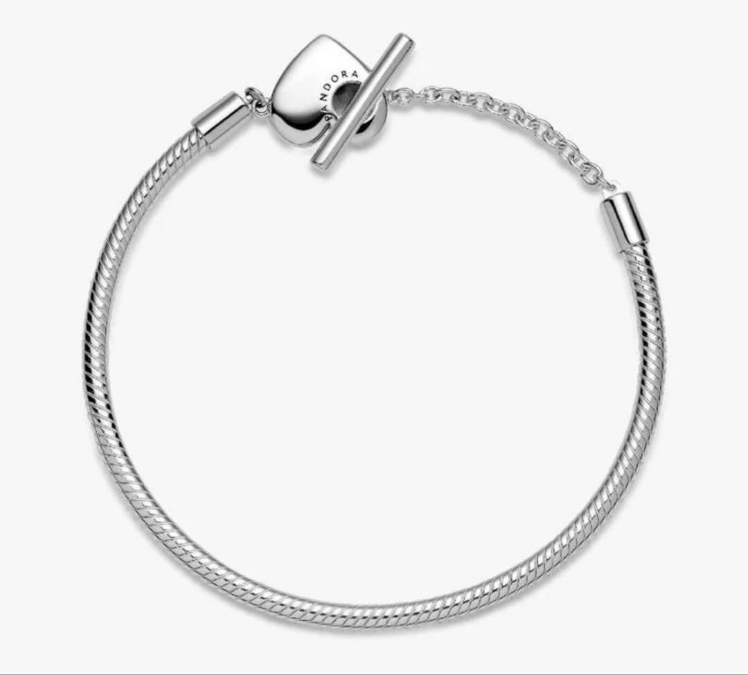 PANDORAハートTバースネークチェーンブレスレット 新品未開封 ショッパー付