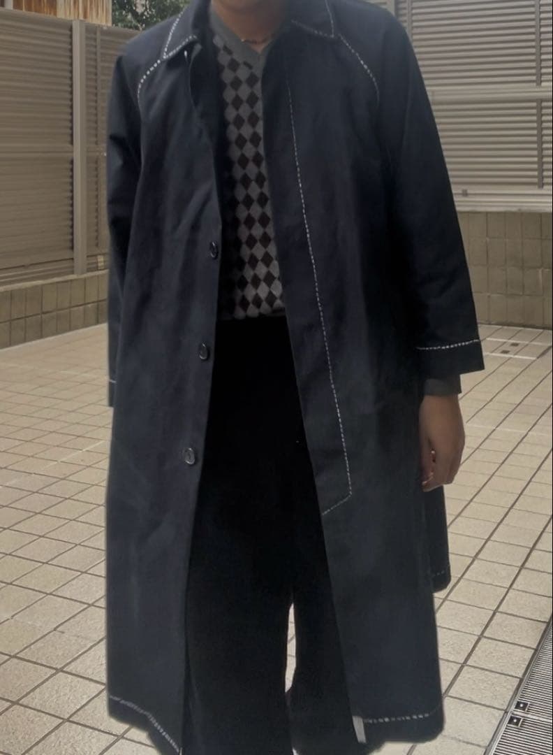 ジャケット・アウター vintage stitch graphic long coat navy