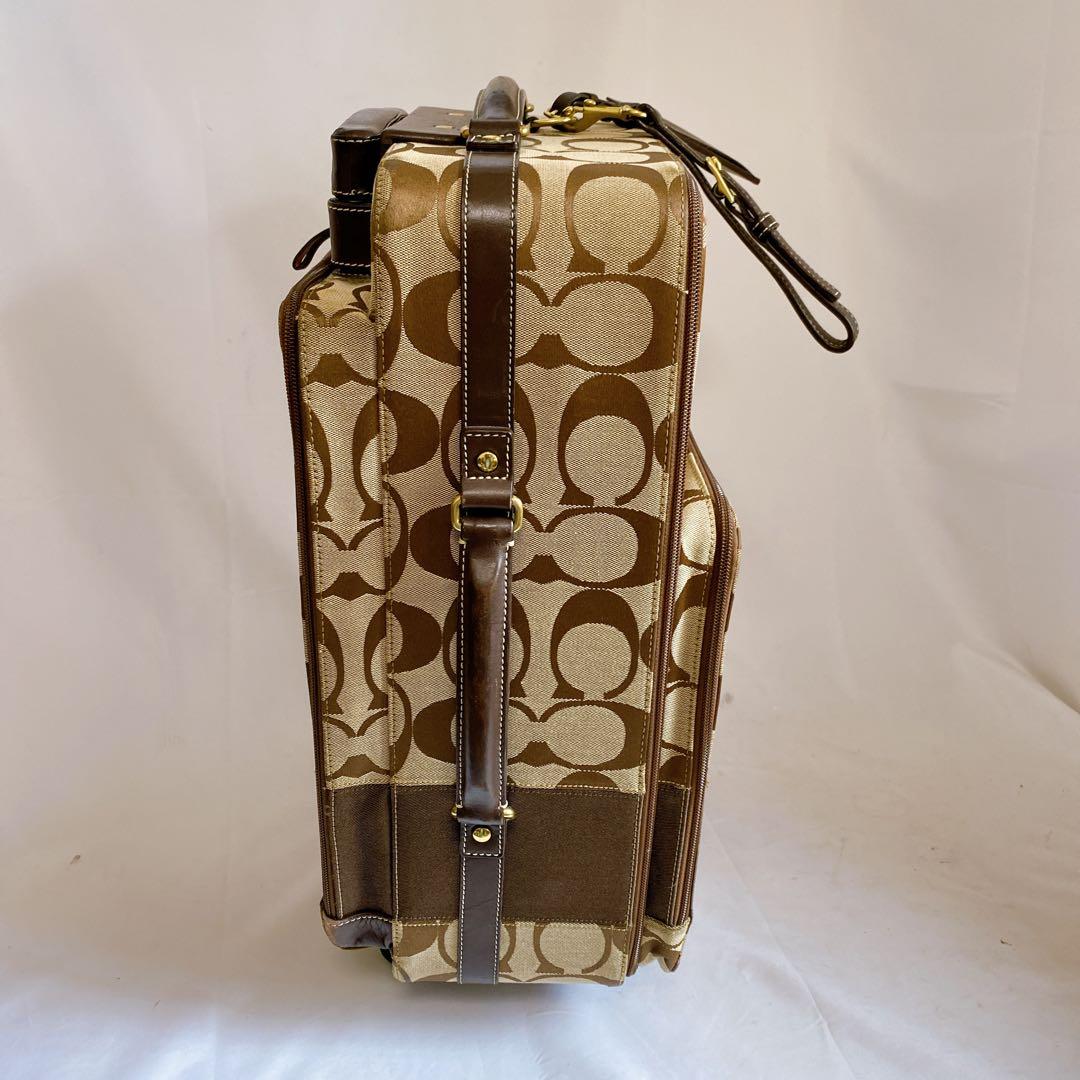 COACH　キャリーケース　スーツケース　2輪　シグネチャー　ブラウン　機内持込